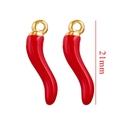 Ciondolo a peperoncino in smalto rosso e acciaio inox con misura di 21 mm - Peperoncino Rosso Color Oro