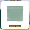 Mini faux leather jewelry pouch with spring closure in vibrant Matcha Green finish - 10*10CM / Matcha Green