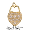 Golden heart-shaped pendant with inlaid zircons and size specifications on white background - Hollow Heart X1071
