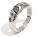 Vintage dome ring in 18K gold-plated stainless steel with colorful zircon gemstones - US 6 / Steel