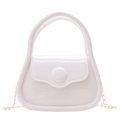 Mini borsa jelly macaron bianca con tracolla a catena dorata e finitura liscia - Bianco
