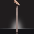 Rose gold makeup brush with dark bristles and cosmetic glitter sample on dark background - Medium Eyeshadow Brush