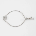Pulsera ajustable de acero inoxidable plateado con colgante cuadrado y grabado de la letra T - Letra T / Dorado