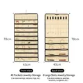 Beige 48-pocket jewelry hanging organizer with double-sided storage for necklaces and rings - 48 Pockets / Beige