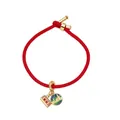 Red braided cord bracelet with gold charms and travel themed city landscape enamel pendant - City View Tram Style (5421958268858)