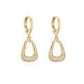 Gold geometric trapezoid earrings with 18K gold plating and sparkling zircon stones - Geometric Trapezoid / Gold