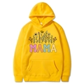 Yellow Mama Est 2025 Coquette Hoodie with colorful floral print on soft knitted fabric - Yellow