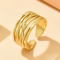 Gold multi-layer crisscross stainless steel ring with textured and polished finish - Gold