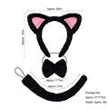 Three-piece black plush cat costume set with furry ears, bowtie, and long tail - Black Fur Heart Cat 3pcs Set (Headband/Bowtie/Tail)