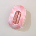 Pink and white marble patterned ABS flower shark clip hair claw with glossy finish - Bulk Packaging / Oval Clip / Light Pink