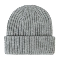 Close-up of gray ribbed knit beanie showing textured wool blend fabric and folded cuff - Size S (0-2 Years) / Light Gray
