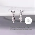 Silver leaf cartilage stud earring with white cubic zirconia and stainless steel post - 5# Feather (Silver) / Single/0.8mm Pin