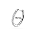 10mm silver G23 titanium hoop earring featuring clear zircon micro-pave stones - White (T2562-10mm White)
