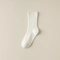 Calze a coste in cotone lavorato a maglia per donna nel colore bianco puro - Taglia unica / Costine Sottili Bianco