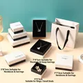 Pink jewelry gift box set with matching paper bags for rings and necklace packaging - 5*5*3cm Ring Box / Black & White