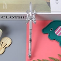 Creative silver trident-shaped neutral pen with intricate relief decorative details - Spear Pen - Silver / 0.5mm