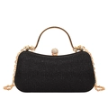 Elegant black sequin evening handbag for women with gold metal handle and diamond clasp - Black