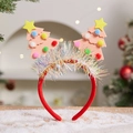 Christmas headband featuring pink felt trees with colorful pompoms and shiny tinsel - Christmas Headband (Pink Tree)
