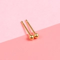 Minimalist S925 sterling silver ball stud earrings in polished golden mirror finish - 925 Silver / 2.5MM Round Ball (18K Gold)