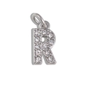 Sparkling silver stainless steel letter R pendant with inlaid rhinestones for jewelry DIY - Letter R / Silver