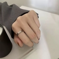 Silver titanium steel ring featuring black Greek key pattern for a minimalist style - US 5 / Silver