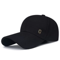 Schwarze Baseballkappe für Herren mit C-Logo aus Metall und gebogenem Schirm aus Baumwolle - Schwarz