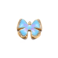 Light blue butterfly pendant with purple accents and white crystals in golden finish - Lake Blue