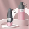 Mini roze en grijze 5-voudige reisparaplu met UPF 50+ UV-bescherming en hoesje - Acht Baleinen / Midzomerroze