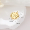 Goldener Sonnenanhänger mit Zirkonia-Inlay 20.2x16.7mm für DIY Schmuckherstellung - H-11590 (Sonnengesicht)