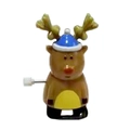 Brown reindeer wind-up toy with a blue Christmas hat for kids holiday gifts - Reindeer with Dark Blue Hat