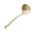 Beige silicone spoon with a matte finish and practical hanging hole for kids - White Soup Spoon