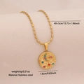 Golden stainless steel celestial necklace featuring colorful star and moon charms - Round Moon Star Eyes Style (1#)