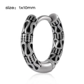 Boucle d'oreille punk rétro 1x10mm en acier inoxydable avec motifs géométriques noirs - Style 11 (Géométrique rétro)