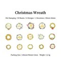 Golden foil Christmas stickers pack with 15 floral wreath designs for DIY crafting - Christmas Wreath 30 Sheets