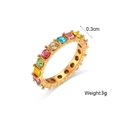 Gold plated stainless steel ring featuring multi-colored gemstones with 0.3cm width - US 6 / Micro Pave Rhinestone Thin Ring - Light Multicolor - Size 6