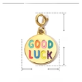 Gedetailleerde afmetingen van de roestvrijstalen emaille hanger met Good Luck letters - Good Luck Ronde Hanger