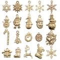 20pcs Gold Christmas alloy charms including Santa snowflake and bells for DIY jewelry - KC Gold Mix 20pcs