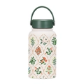 650ml vacuum insulated bottle with dark green cap and cream floral pattern - Vintage Floral Rhombus