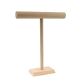 Natural wood T-shaped jewelry display stand for necklaces and bracelets on white background - Single Tier Necklace T-Bar/Natural Wood