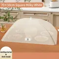 Couvre-plat pliable blanc crème 70x50cm pour protéger 9-10 assiettes sur la table à manger - Upgrade Carré Crème 70x50cm / Antibactérien (Pour 9-10 Plats)