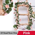 Pink 69-head artificial rose vine decoration with silk flowers for wall hanging - 69 Heads Rose Pink