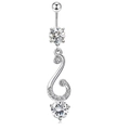 6-piece silver belly button ring set with sparkling zirconia and elegant S-curve pendants - Silver S-Shape