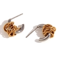 Two-tone intertwined C-shaped hoop earrings in 18K gold plated stainless steel - Two-Tone Winding C-Shape