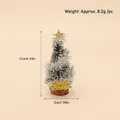 Mini green Christmas tree with silver tinsel, gold star top and Merry Christmas base - Green Tree With Silver Ribbon