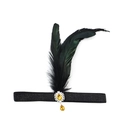 Bandeau Gatsby des années 1920 avec plumes vert foncé et bijou en strass ambre - 1921 - Pendentif Doré
