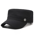 Zwarte katoenen cadet cap met ademend mesh en metalen badge met zeilboot - Verstelbaar / Zwart