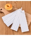 4-piece white plastic cake scraper set with serrated edges for baking and decorating - 4-piece Wide Scraper Set / White