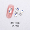 Detail of silver butterfly nail art charms with pear-shaped AB rhinestones and size 6x10mm - Silver Bowknot Water Drop AB Crystal Style (8911)