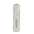 Detail of rhinestone perfume bottle with a clear window and silver metallic base - 5ml / AB Colorful