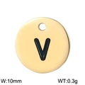 Poliertes goldfarbenes Edelstahl-Rundplättchen mit Buchstabe V, 10mm Größe und 0.3g Gewicht - Buchstabe V (KLJ1399-Z)